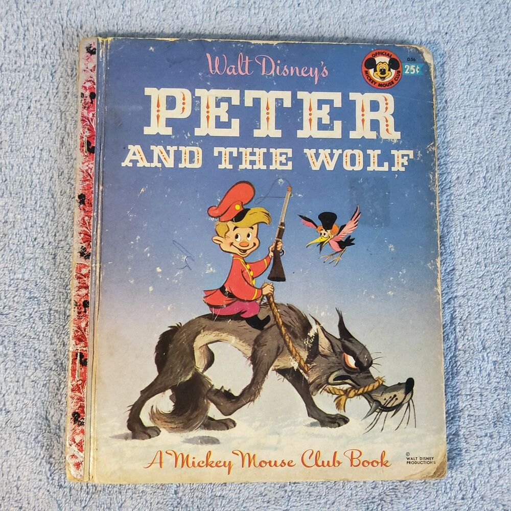 Vintage Walt Disney Peter and the Wolf Mickey Mouse Club Little Golden Book 1st